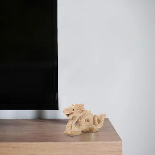Vista 2 de ABOOFAN Feng Shui escultura de estatua de dragón de madera natural tallada figura de animal Good Lucky 2024 Año del Dragón Año Nuevo Chino Adornos