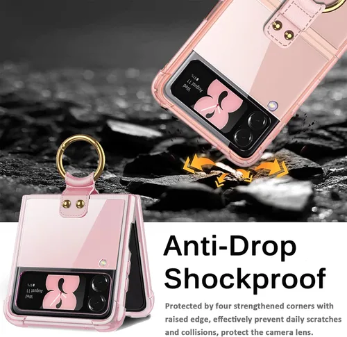 Vista 13 de Miimall Funda compatible con Samsung Galaxy Z Flip 4 2022 con bolígrafo, funda ultradelgada Flip 4 con soporte para anillo, TPU suave + PC, a prueba