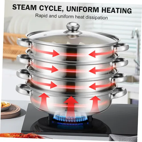 Vista 8 de Tofficu Multifuncional 4-capa Pot Vapor Hervir Olla Asiática para Stock Home Kitchen Accesorio