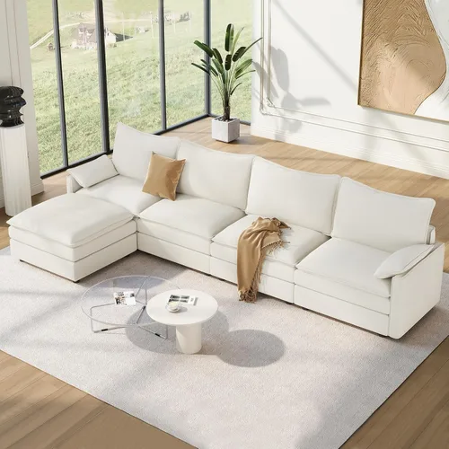 Vista 54 de Vesgantti Sofá modular de 108 pulgadas, cómodo sofá de nube con asiento profundo otomano movible, sofá modular en forma de L, sofás seccionales