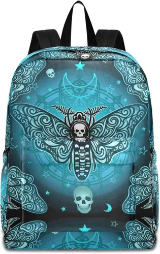 Vista 16 de MNSRUU Mochila para estudiantes para la escuela, Halloween, mochila luminosa de murciélagos para laptop, mochila estética para niñas, niños, mochila