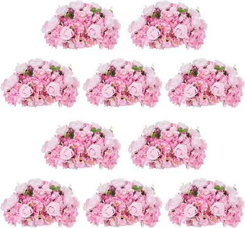 Vista 15 de NUPTIO Ramo de Arreglo de Bolas de Flores - 10 Piezas de 14.2 pulgadas de Diámetro Bolas de Flores Falsas Rosas Rosadas para Centros de Mesa