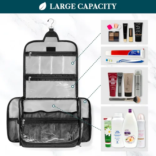 Vista 5 de PAVILIA Neceser colgante grande, bolsa de viaje para mujeres y hombres, organizador de cosméticos, bolsa de maquillaje resistente al agua