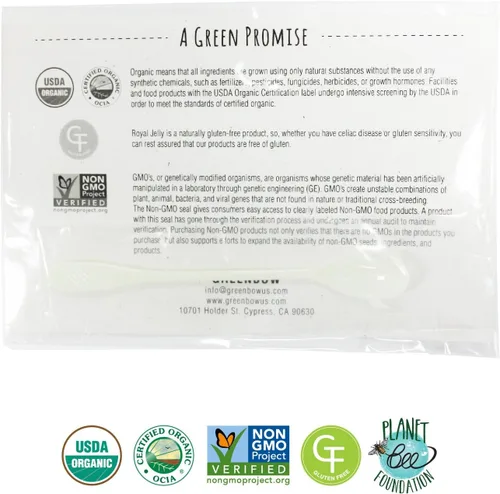 Vista 6 de Greenbow Jalea real orgánica fresca, 100% certificada por USDA, sin OMG, Halal, certificada GMP, pura, sin gluten, una de las más empaquetadas