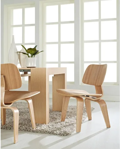 Vista 2 de Modway Fathom Mid-Century Moderna Contrachapado Moldeado Dos Sillas de Cocina y Comedor en Natural