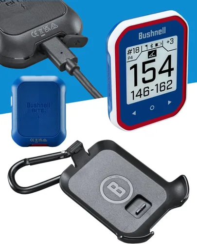 Vista 3 de bushnellgolf Golf Phantom 3 GPS de pendiente de mano, pantalla táctil, clip para cinturón y mosquetón, (azul)