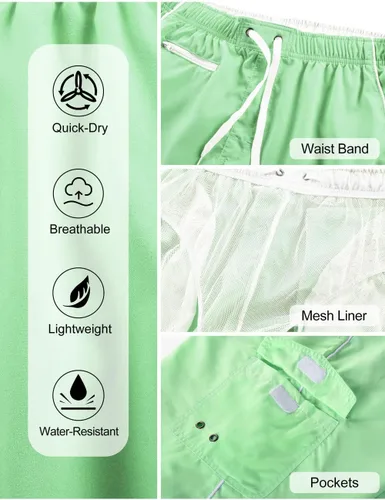 Vista 4 de unitop Traje de baño para hombre, de secado rápido, a rayas, con forro