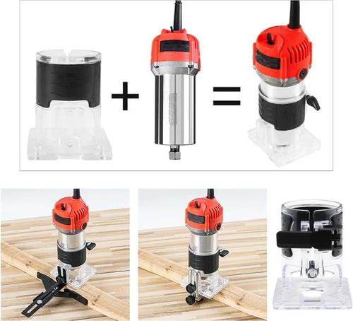 Vista 3 de 2 piezas de base de enrutador de recortadora de carpintería para 2.559 in de diámetro interior compatible con router Makita transparente cubierta