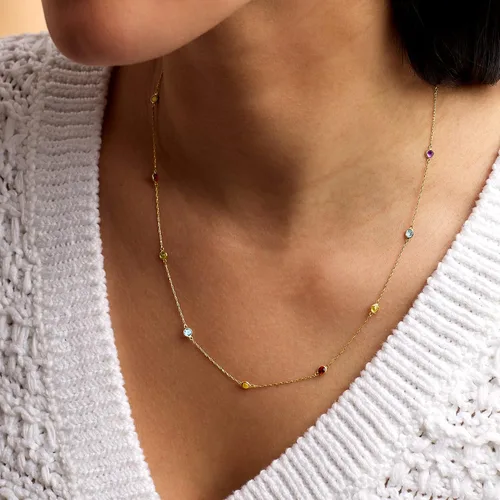 Vista 6 de RS Pure by Ross-Simons 0.80 ct. t.w. Multi-Gemstone Station Necklace in 14kt Yellow Gold
