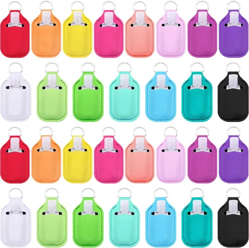 Vista 10 de Duufin Juego de 60 botellas vacías para desinfectante de manos, Colores Variados Including 30 Pcs Vibrant Hand Sanitizer Keychain Holder and 30