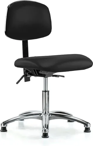 Vista 56 de Perch - Silla de laboratorio con ruedas cromadas con soporte de respaldo ajustable, altura del escritorio de 17 a 22 pulgadas, tela negra