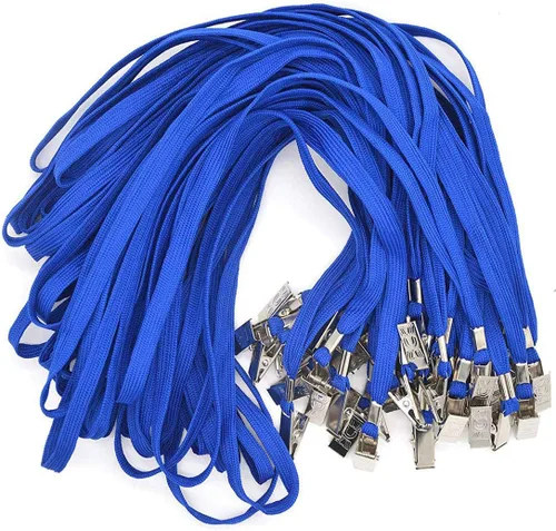 Vista 6 de Lanyards - Lote de 50 tarjetas de identificación con identificación, color azul