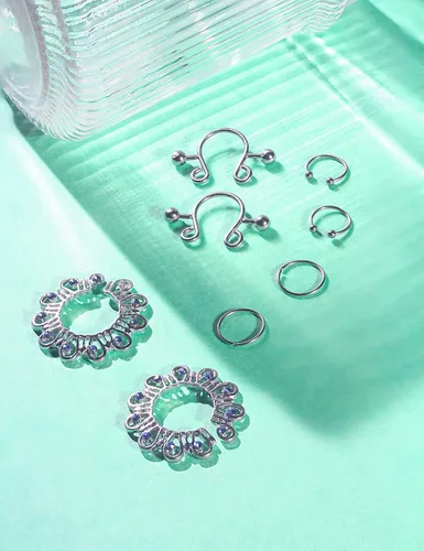Vista 2 de Jenxnjsjo - Anillos falsos para pezones piercings de pezones falsos anillos de pezones falsos joyas de pezones piercings de pezones falsos sin