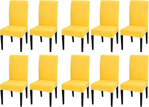 Vista 18 de Chickwin Paquete de 2 fundas elásticas para sillas de comedor, fundas elásticas negras para sillas de cocina, de elastano, sin brazos, ideales