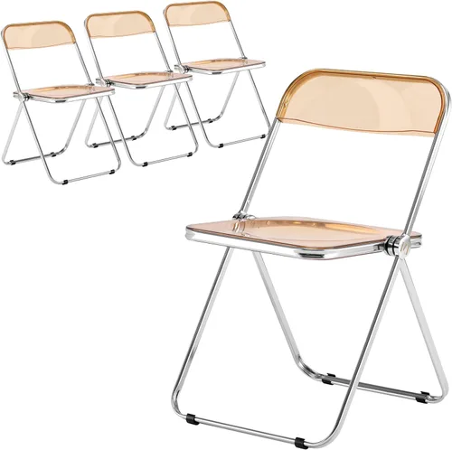 Vista 17 de LeisureMod Lawrence - Silla plegable de acrílico transparente moderna con marco de metal, asiento transparente que ahorra espacio para comedor