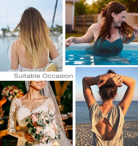 Vista 5 de Wingslove - Brasier adhesivo de realce, reutilizable, sin tirantes, autoadhesivo, invisible, para vestido sin espalda