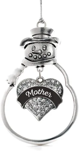 Vista 145 de Inspired Silver - Big Sis - Adorno de Navidad plateado - Adorno de árbol de Navidad con dije de corazón con circonita cúbica - Decoración colgante