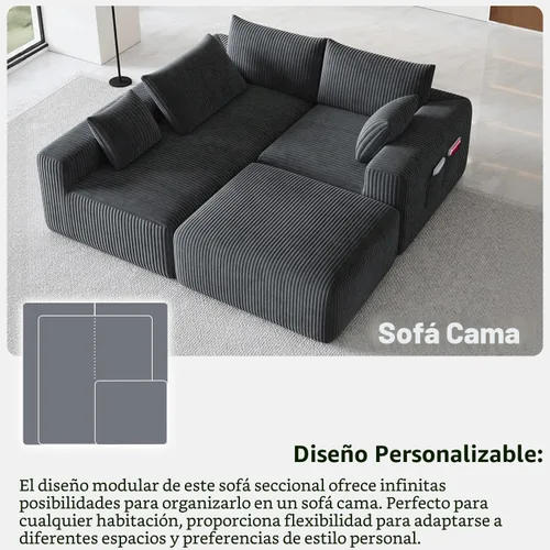 Vista 9 de Sofá modular en forma de nube de 108 pulgadas para sala de estar, sofá sin hueso en forma de L con diván de asiento profundo, no requiere montaje