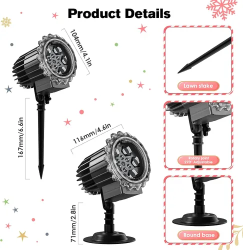 Vista 8 de Proyector de luces de Navidad para exteriores, proyector de luz de Navidad dinámico 3D luces de Navidad para exteriores, iluminación decorativa