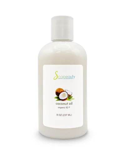 Vista 5 de Aceite de coco refinado de 92 grados blanqueado 100% puro prensado en frío (12 onzas)