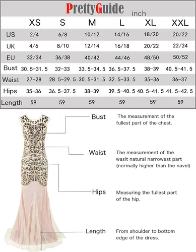 Vista 5 de PrettyGuide - Vestido largo de noche para mujer estilo Gatsby de la década de 1920 con lentejuelas color negro