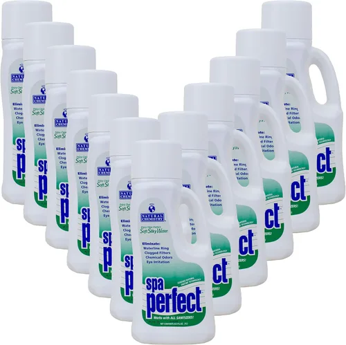 Vista 3 de Natural Chemistry Spa Perfect, 1 litro, hace que el agua se sienta suave y sedosa, elimina el anillo de la línea de flotación, los filtros