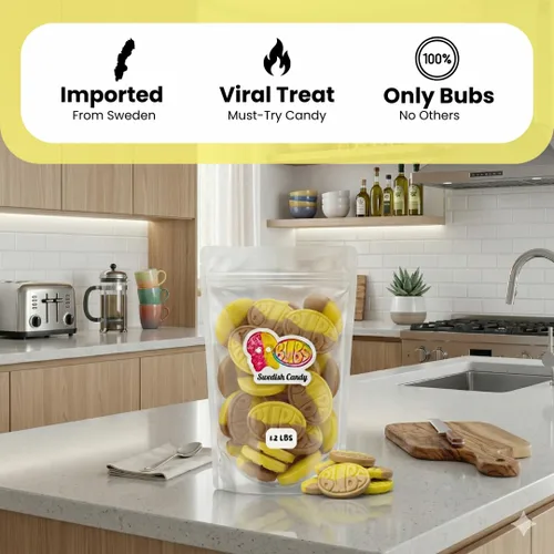 Vista 6 de Caramelos suecos, caramelos de gomitas, mezcla de dulces variados, dulces Bubs (0.5 libras, plátano toffee ovalado)