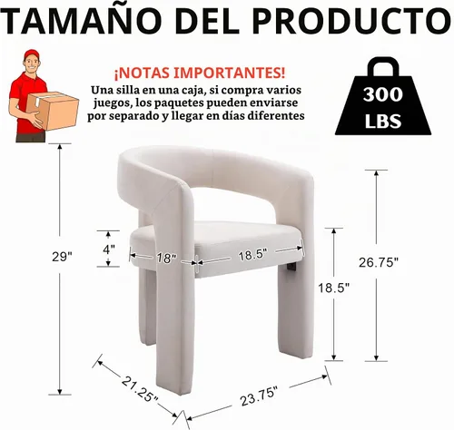 Vista 2 de RIVOVA Silla de comedor moderna de barril, silla lateral acolchada en lino con brazos cómoda para tocador, silla para comedor, sala de estar