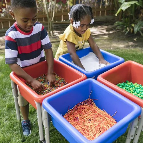Vista 9 de ECR4Kids Mesas modulares de juego con arena y agua con tapas, varios colores, Multi Color, 1 Azul /Rojo