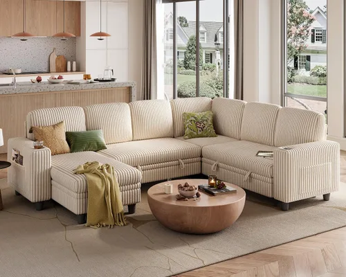 Vista 36 de LINSY HOME Sofá Loveseat con Almacenamiento - Cómodo Sofá de Pana Suave de 2 Plazas con Carga USB y Portavasos, Loveseat de Asiento Profundo