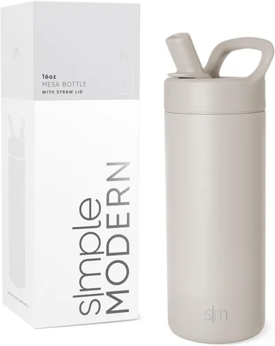 Vista 47 de Simple Modern Botella de agua con tapa de pajilla Termo de acero inoxidable aislado Botellas de agua reutilizables para viajes para gimnasio
