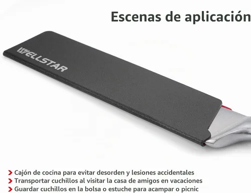 Vista 7 de WELLSTAR Juego de protectores de bordes de cuchillo, 2 fundas universales de cuchilla, fundas protectoras de ABS sin BPA, forro de fieltro