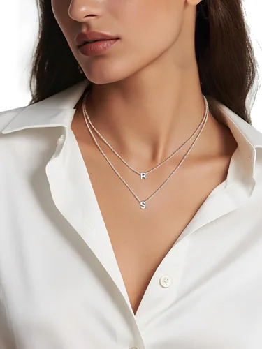 Vista 3 de ChicSilver - Collar de plata de ley 925 con inicial para mujeres y niñas, joyería de letras delicadas, para regalo personalizado (con caja de regalo)