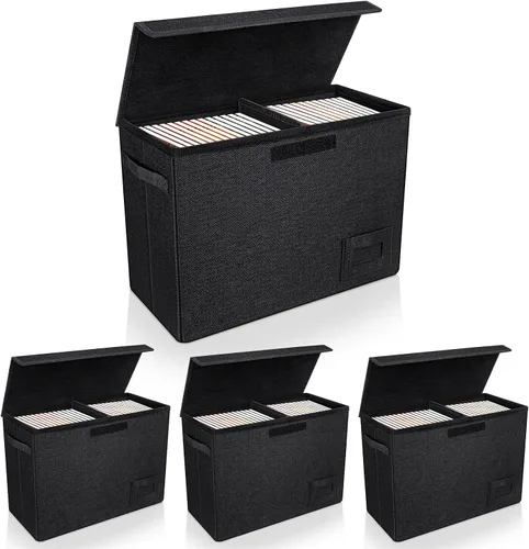 Vista 8 de YSCare Paquete de 2 cajas de almacenamiento de cómics, estuche plegable para cómics con divisores y asas de transporte, caja corta de cómic