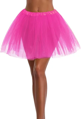 Vista 21 de Falda tutú de tul elástica clásica de 3, 4, 5 capas para mujer, adolescente, adulta Negro (3layer-Black)
