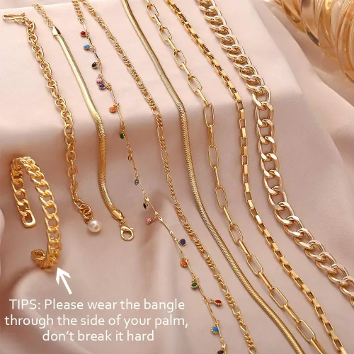 Vista 5 de Conjuntos de collar y pulsera dorados 17 MILE para niñas y mujeres, exquisita joyería y gargantillas de eslabones y broches