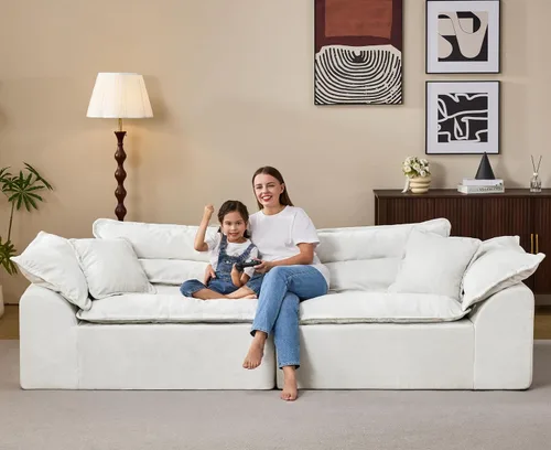 Vista 3 de Hobestluk Sofá modular de 104 pulgadas, sofá modular de 3 plazas, sofá sin hueso, sofá nube con cojín extraíble, sofás modulares seccionales
