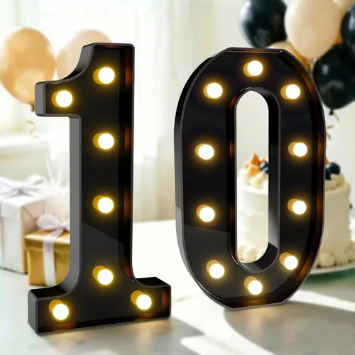 Vista 39 de Pooqla - Números iluminados negros, decoraciones de cumpleaños 50 para hombres Number 50
