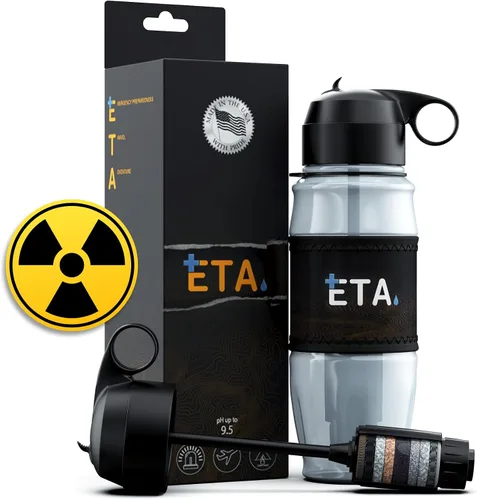 Vista 11 de ETA Botella alcalina con filtro de agua para viajes, camping, senderismo, mochileros, emergencias, supervivencia. Elimina hasta el 99.99%