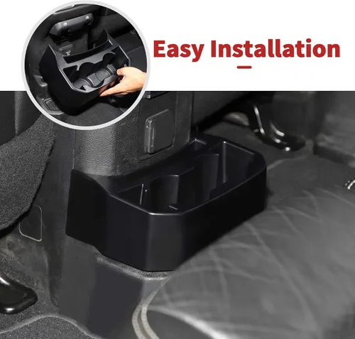 Vista 5 de Portavasos trasero apto para Jeep Wrangler JL JLU y Gladiator JT 2018-2026, caja de almacenamiento para asiento trasero, bandeja organizadora