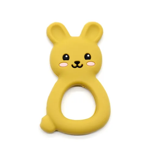 Vista 4 de Mordedor de conejo para bebé, juguete de silicona de grado alimenticio para bebés de 0 a 24 meses, juguete masticable de fácil agarre con orejas