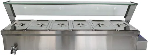 Vista 2 de INTSUPERMAI Calentador comercial de alimentos para encimera, calentador de sopa de alimentos Bain Marie, calentador de vapor, mesa de vapor