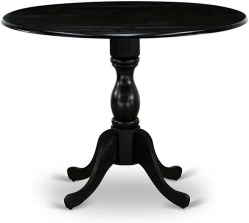 Vista 3 de East West Furniture DMVA3-BLK-W - Juego de comedor de 3 piezas para espacios pequeños que contiene una mesa de comedor redonda con gotas y 2 sillas