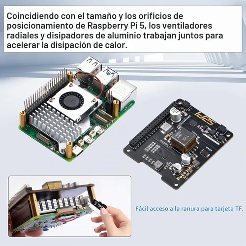 Vista 5 de GeeekPi P30 PoE+ HAT para Raspberry Pi 5, con enfriador activo oficial Pi 5