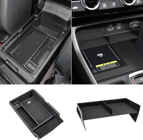 Vista 8 de Organizador de consola central compatible con reposabrazos Honda CRV 2026 2025 2024 2023, caja de almacenamiento para monedas y vidrio, inserto
