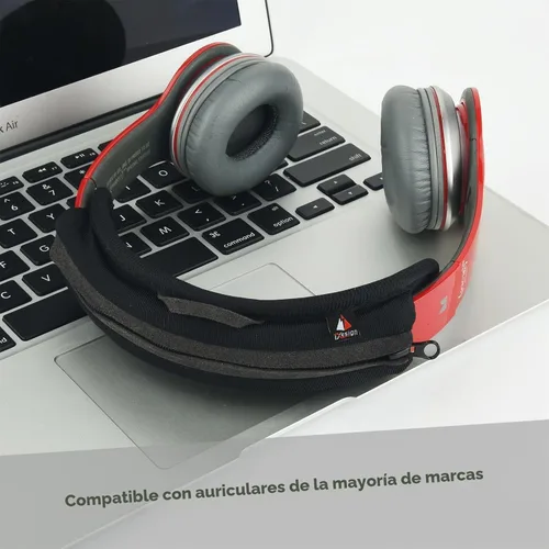 Vista 2 de Protector universal de repuesto para cojín de diadema compatible con auriculares ATH M50X, QC 35i/35ii, QC25, Solo 2/Solo 3, Studio 2/3 (negro)