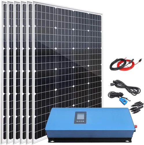 Vista 10 de Kit de sistema solar para el hogar de 480 W con 4 paneles solares monocristalinos de 120 W y 1000 W MPPT Solar Grid Tie Power Inverter