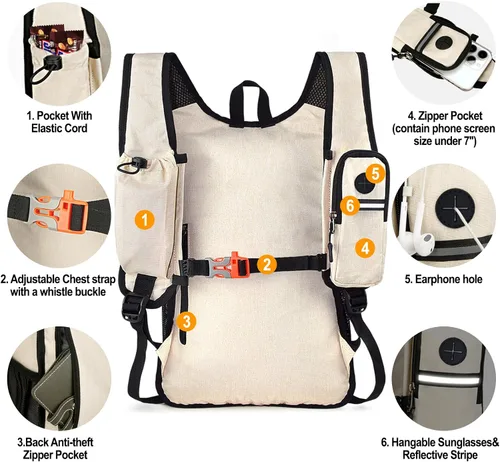 Vista 3 de Seektop - Mochila pequeña de 15L para senderismo para mujeres y hombres, mochila ligera y plegable para senderismo con bolsillo para teléfono