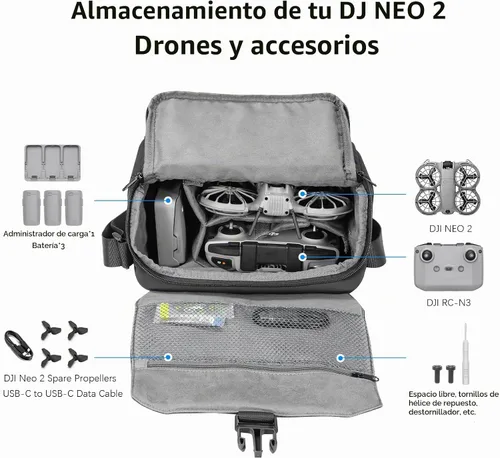 Vista 3 de FPVtosky Bolsa de hombro para DJI Lito X1/NEO 2/Mini 5 Pro/4/3 Pro/Mini 4k Fly More Combo, bolsa de transporte de viaje para DJI NEO/funda abatible