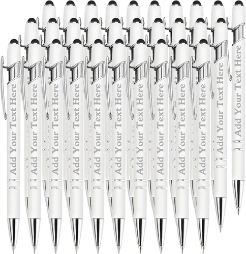 Vista 111 de Bolígrafos personalizados a granel grabados personalizados con punta de lápiz capacitivo, bolígrafos personalizados de tinta negra, regalos
